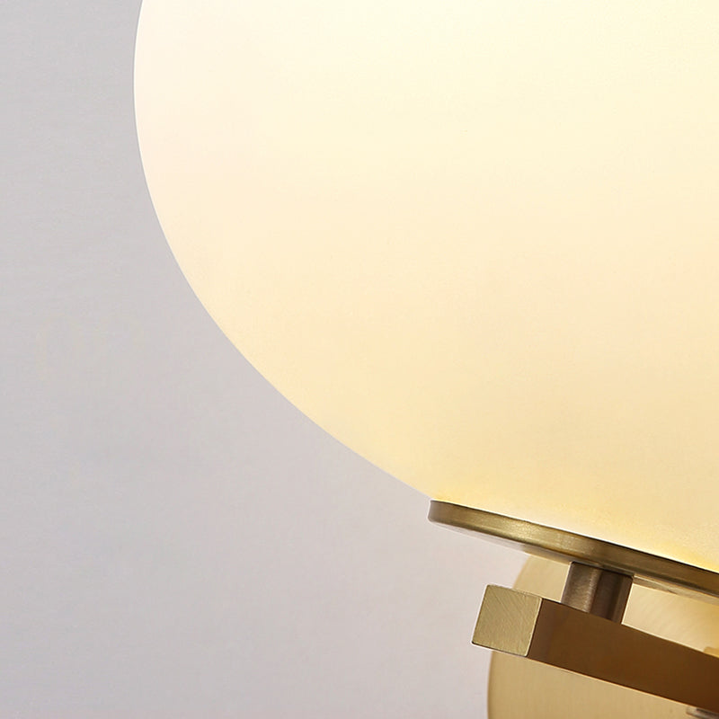 Skørter | Milk Glass Oval Wall Lamp Modern 1 Light Bedside Wall Sconce Light in Brass