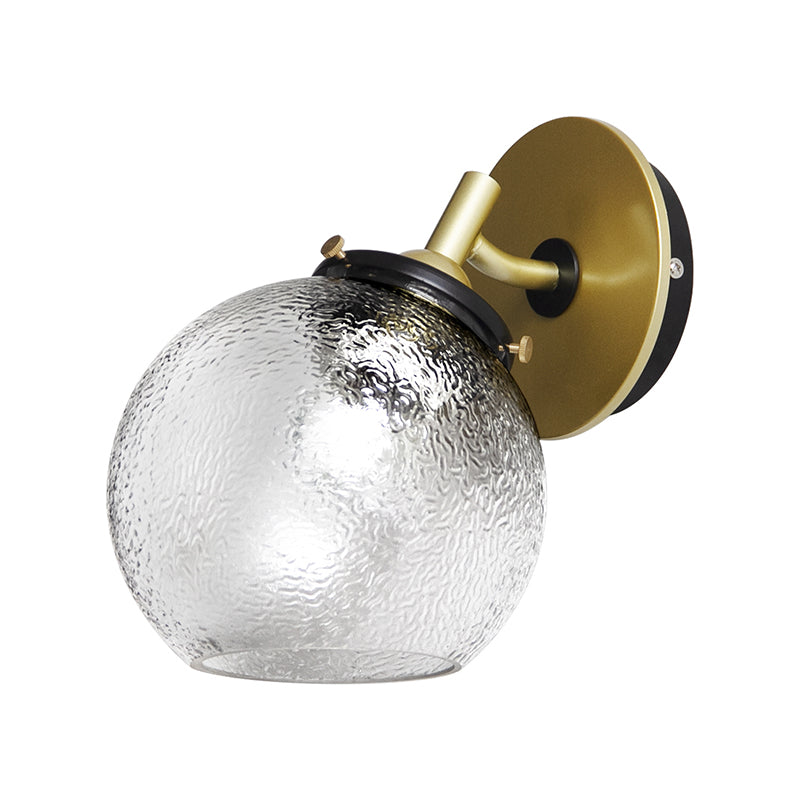 Lisslune | Clear Textured Glass Sphere Wall Lighting Modern Vintage Single Light Mini Wall Mount Light in Gold