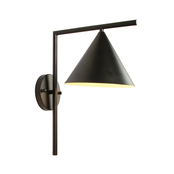 Lisslune | Cone Metal Wall Lighting Contemporary 1 Light Black/White/Gold Wall Lamp Over Table, 8" B