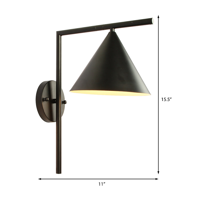 Lisslune | Cone Metal Wall Lighting Contemporary 1 Light Black/White/Gold Wall Lamp Over Table, 8" B
