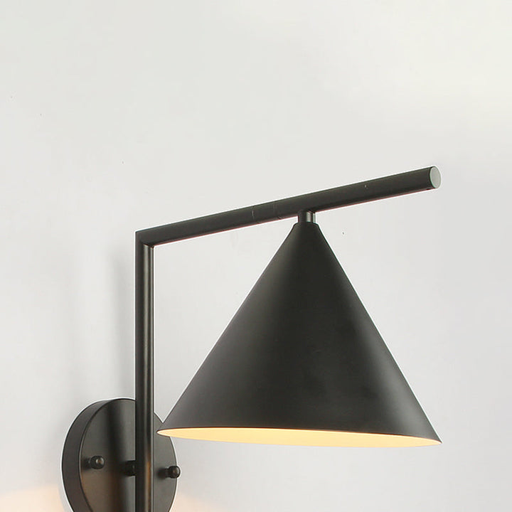 Lisslune | Cone Metal Wall Lighting Contemporary 1 Light Black/White/Gold Wall Lamp Over Table, 8" B
