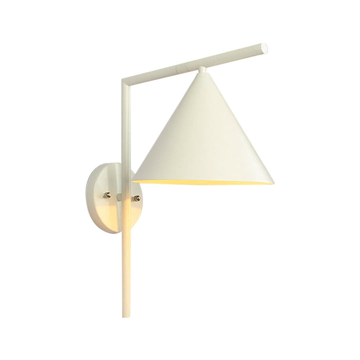 Lisslune | Cone Metal Wall Lighting Contemporary 1 Light Black/White/Gold Wall Lamp Over Table, 8" B