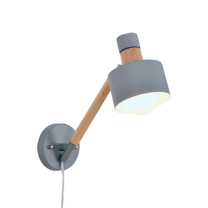 Lisslune | 5.5"/6"/7" W Armed Wall Sconce Minimalism Metal 1 Main Wall Mount Lighting in Gray for Living Room