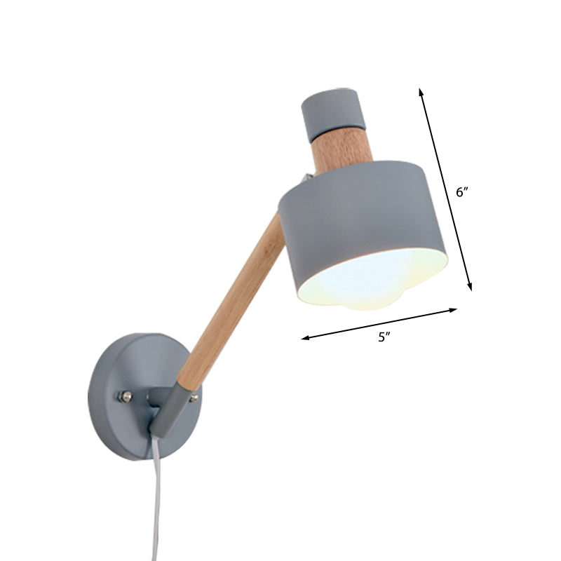 Lisslune | 5.5"/6"/7" W Armed Wall Sconce Minimalism Metal 1 Main Wall Mount Lighting in Gray for Living Room