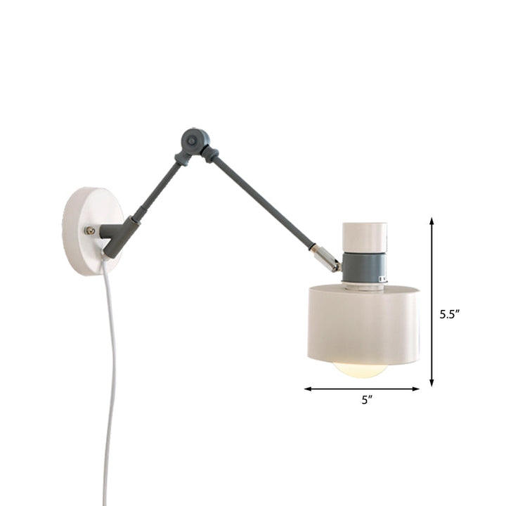 Lisslune | 5.5"/6"/7" W Armed Wall Sconce Minimalism Metal 1 Main Wall Mount Lighting in Gray for Living Room