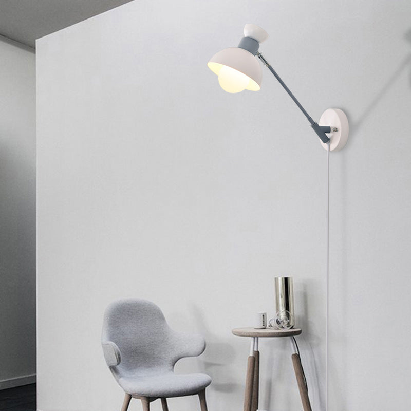 Lisslune | 5.5"/6"/7" W Armed Wall Sconce Minimalism Metal 1 Main Wall Mount Lighting in Gray for Living Room