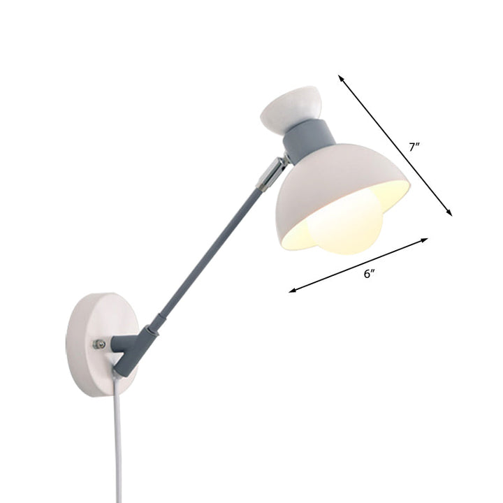Lisslune | 5.5"/6"/7" W Armed Wall Sconce Minimalism Metal 1 Main Wall Mount Lighting in Gray for Living Room