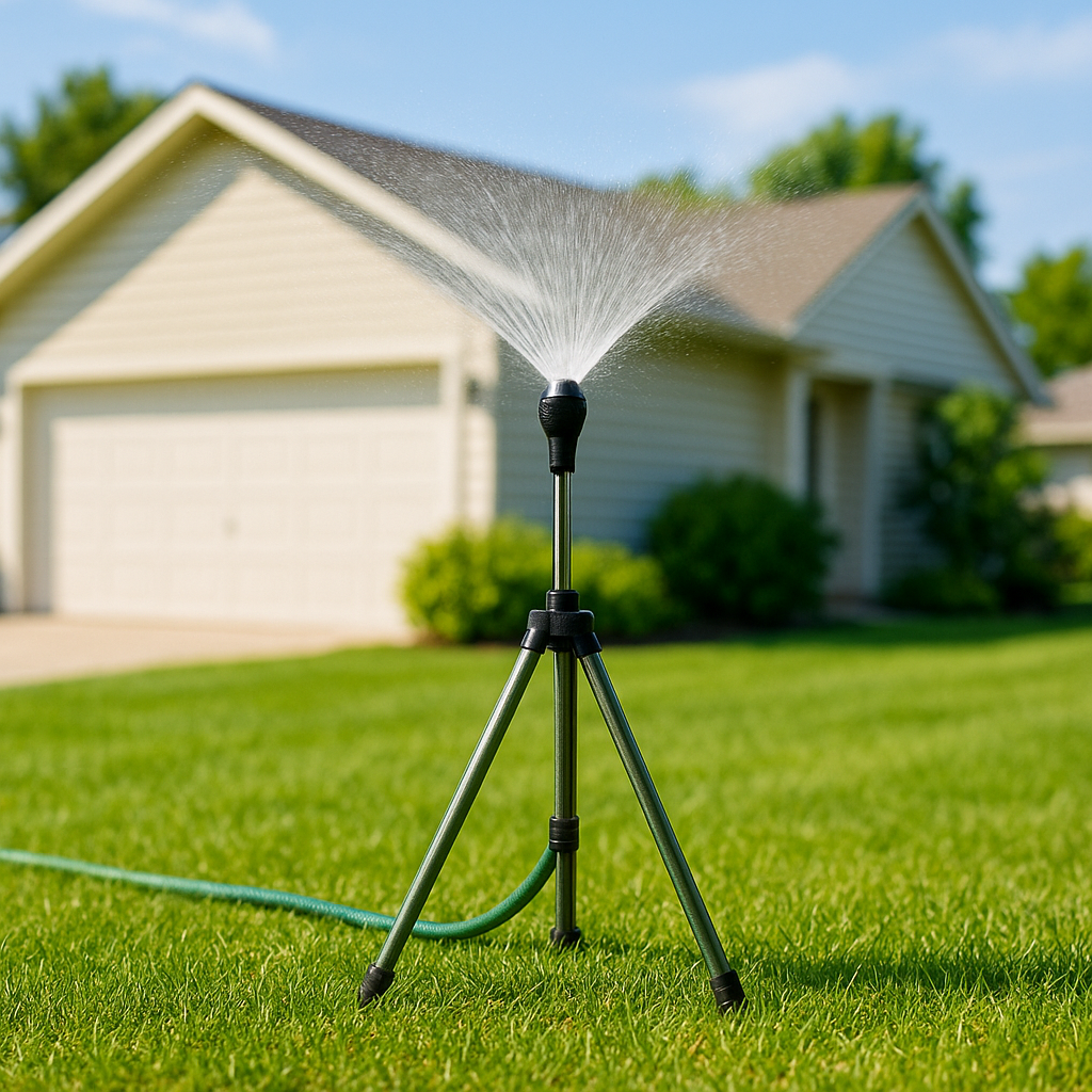 Lisslune | Adjustable 360° Garden Sprinkler on Tripod – Stainless Steel Height-Adjustable Lawn Irrigation System