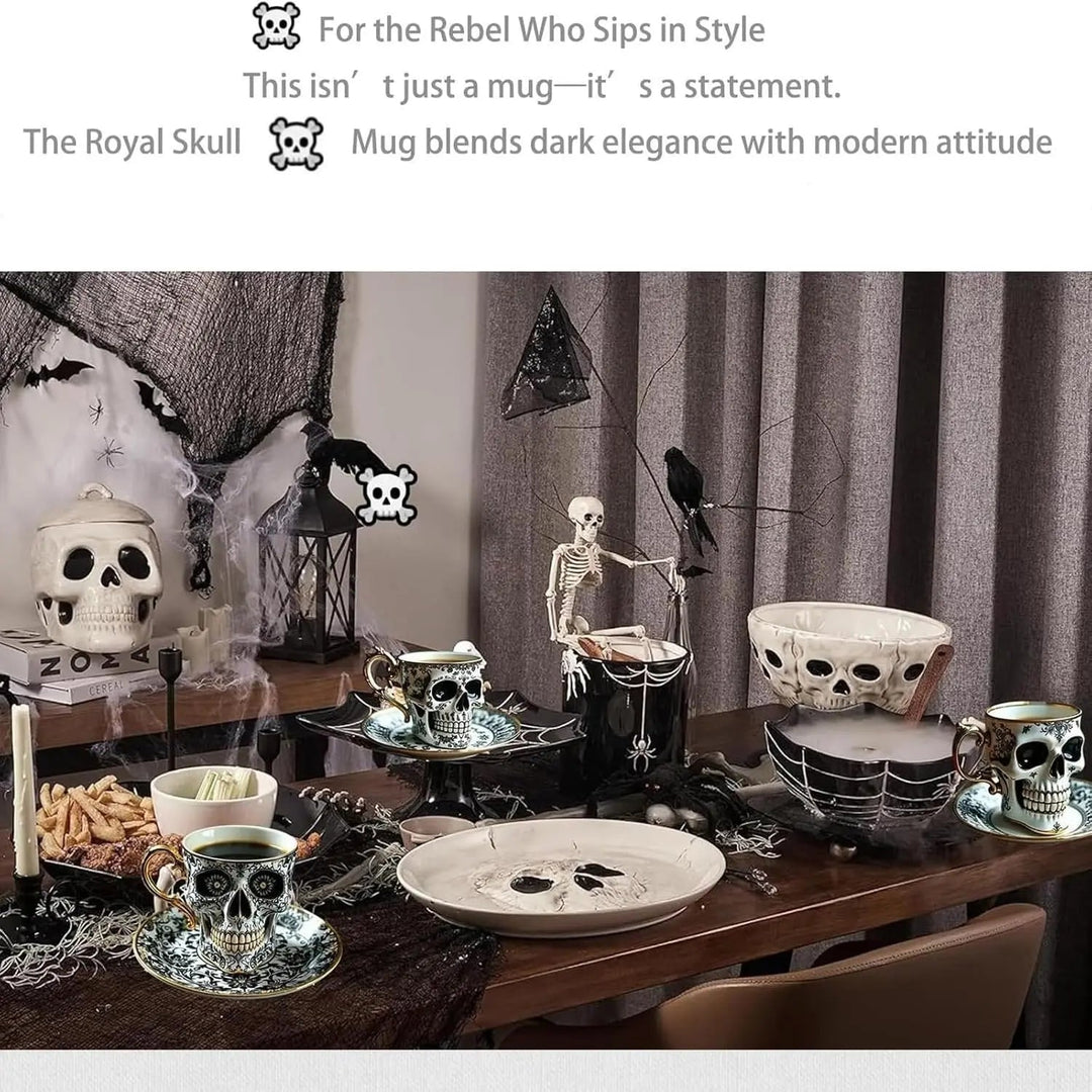 Lisslune | Gothic Skull Decorative Mug Noctura – Artistic Hand-Painted Skull Decoration