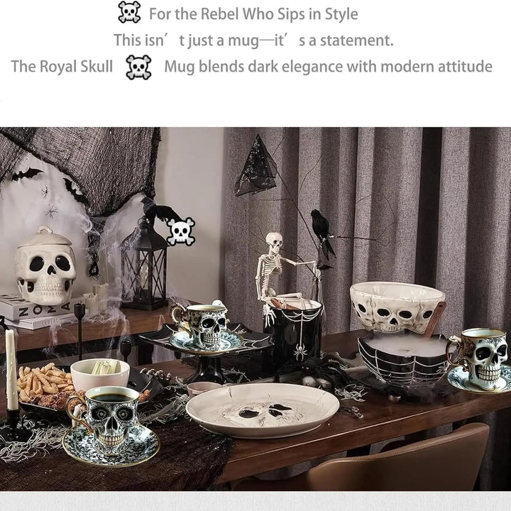 Lisslune | Gothic Skull Decorative Mug Noctura – Artistic Hand-Painted Skull Decoration