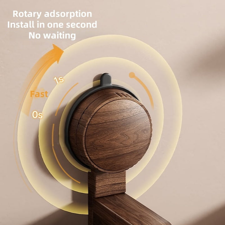 Lisslune | Suction Cup Walnut Paper Towel Holder