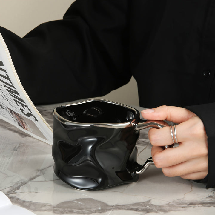 Lisslune | CreArt Mug – Handmade Ceramic Coffee Mug with Unique Crinkled Design