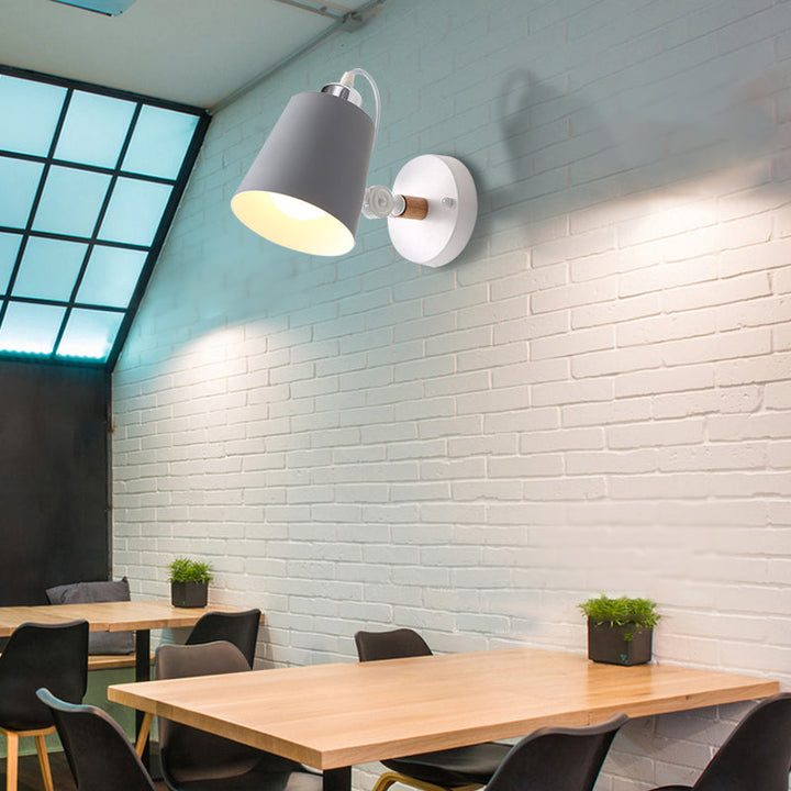Lisslune | Gray/White/Pink/Yellow/Blue/Green Cone Wall Lamp Minimalist Metal 1 Light Wall Mount Lamp for Nightstand