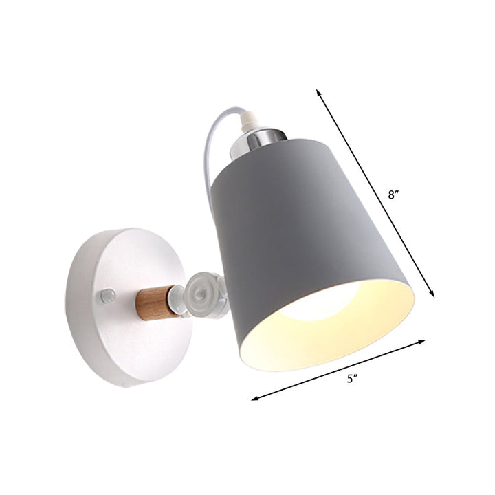 Lisslune | Gray/White/Pink/Yellow/Blue/Green Cone Wall Lamp Minimalist Metal 1 Light Wall Mount Lamp for Nightstand