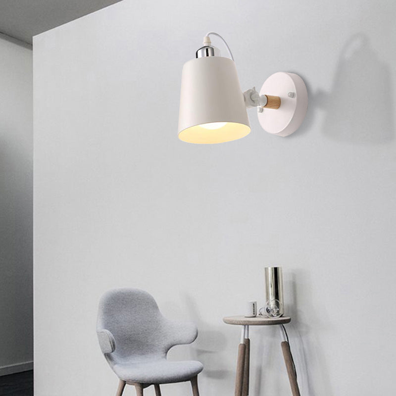 Lisslune | Gray/White/Pink/Yellow/Blue/Green Cone Wall Lamp Minimalist Metal 1 Light Wall Mount Lamp for Nightstand