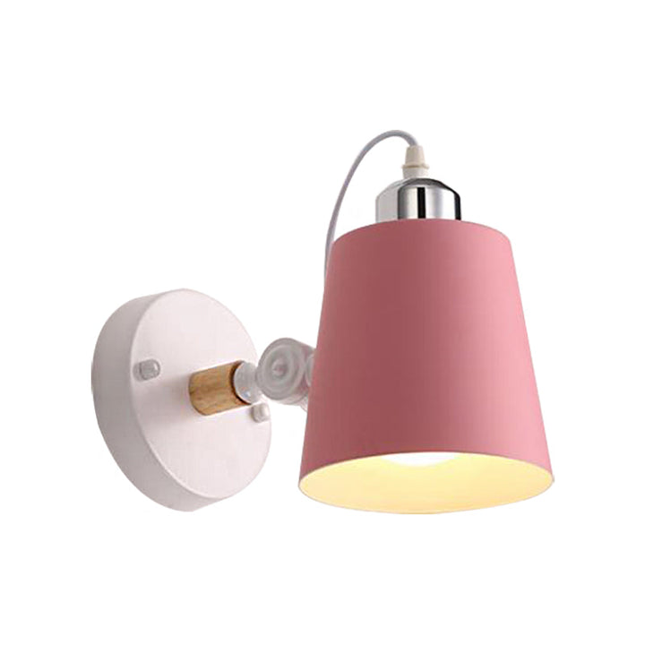 Lisslune | Gray/White/Pink/Yellow/Blue/Green Cone Wall Lamp Minimalist Metal 1 Light Wall Mount Lamp for Nightstand