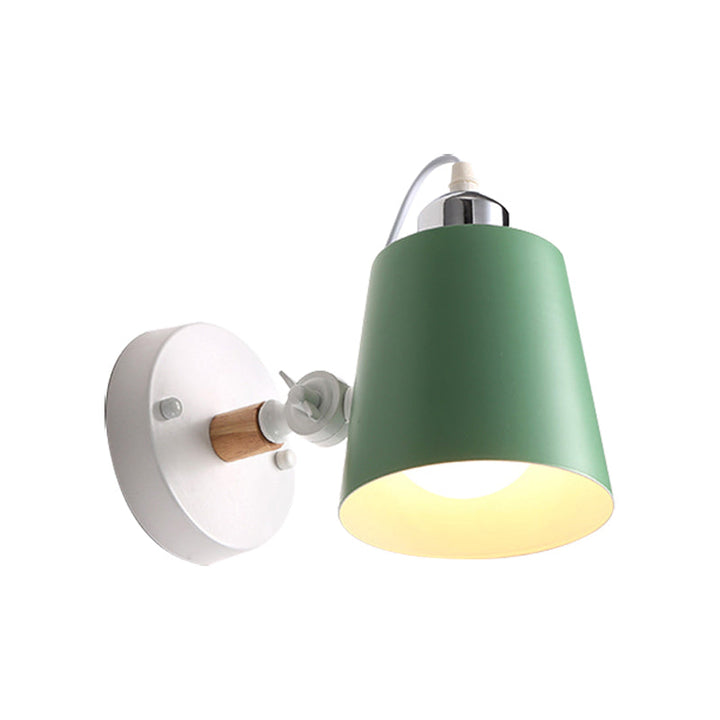 Lisslune | Gray/White/Pink/Yellow/Blue/Green Cone Wall Lamp Minimalist Metal 1 Light Wall Mount Lamp for Nightstand