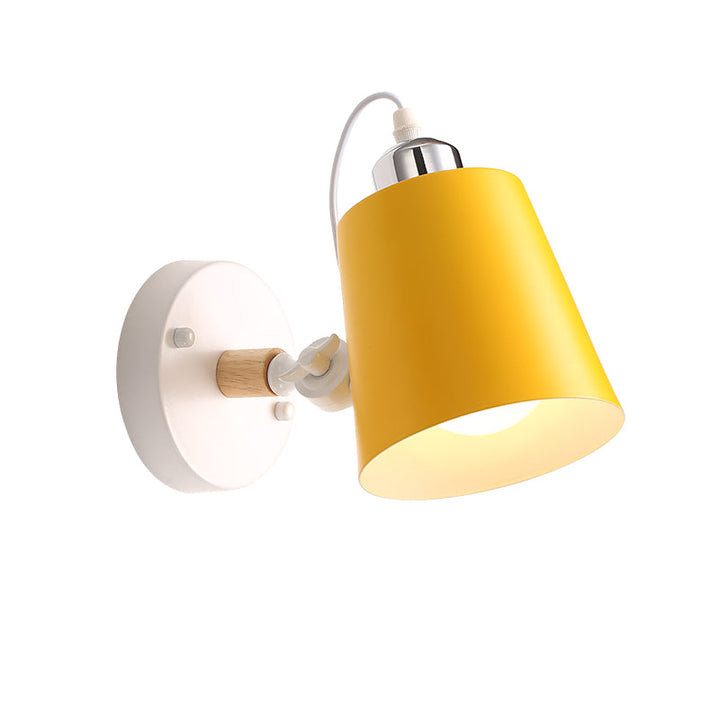 Lisslune | Gray/White/Pink/Yellow/Blue/Green Cone Wall Lamp Minimalist Metal 1 Light Wall Mount Lamp for Nightstand