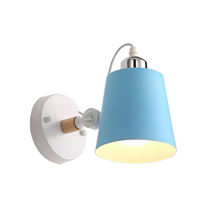 Lisslune | Gray/White/Pink/Yellow/Blue/Green Cone Wall Lamp Minimalist Metal 1 Light Wall Mount Lamp for Nightstand