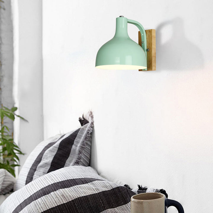 Lisslune | Barn Shade Wall Mount Light Nordic Metal 1 Head 7.5" B White/Pink/Blue/Green Wall Lighting Fixture for Bedroom Nightstand
