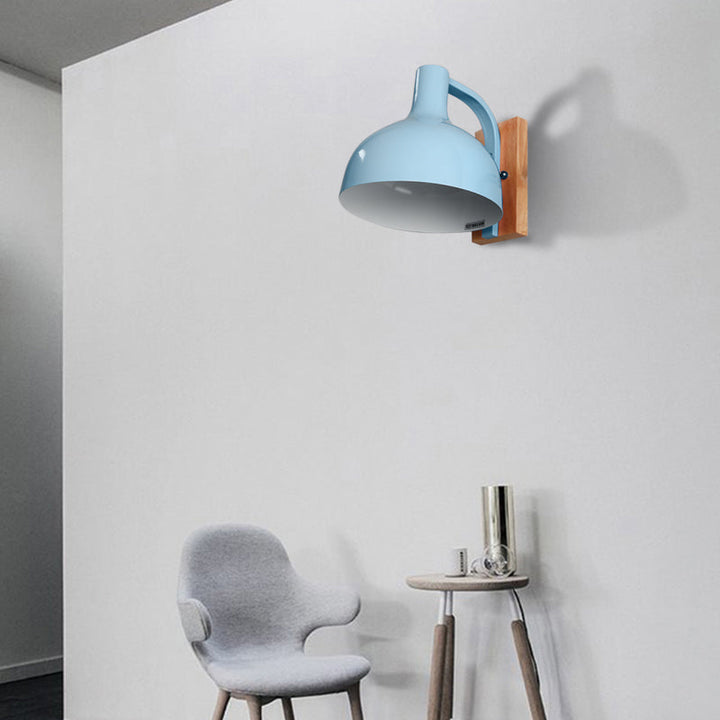 Lisslune | Barn Shade Wall Mount Light Nordic Metal 1 Head 7.5" B White/Pink/Blue/Green Wall Lighting Fixture for Bedroom Nightstand