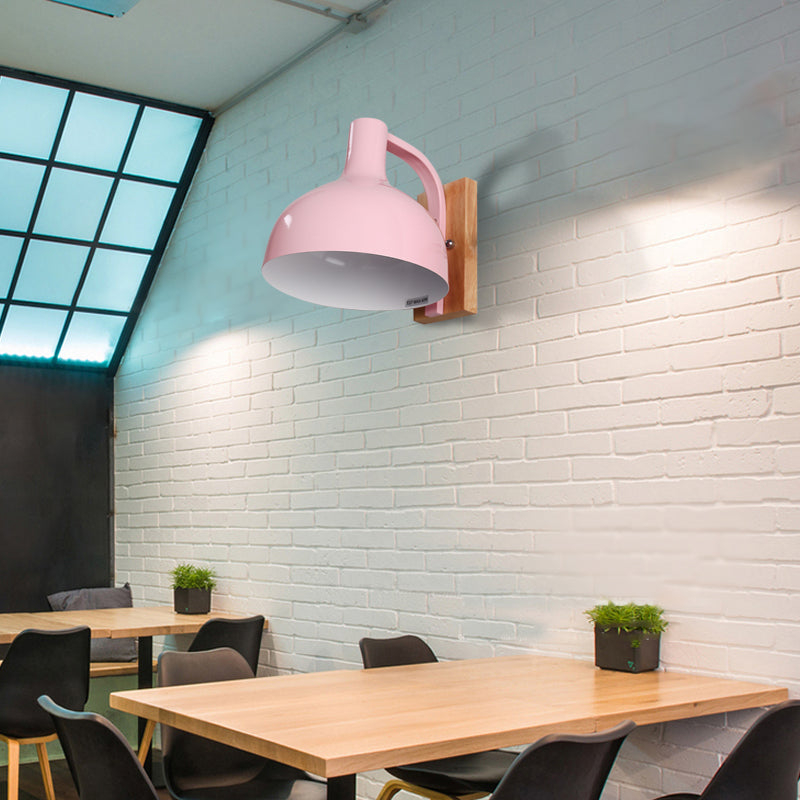 Lisslune | Barn Shade Wall Mount Light Nordic Metal 1 Head 7.5" B White/Pink/Blue/Green Wall Lighting Fixture for Bedroom Nightstand