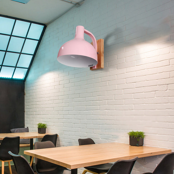 Lisslune | Barn Shade Wall Mount Light Nordic Metal 1 Head 7.5" B White/Pink/Blue/Green Wall Lighting Fixture for Bedroom Nightstand