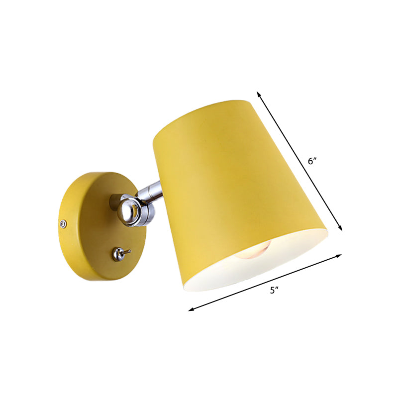 Lisslune | Conical Wall Lamp Macaron Metallic 1 Light Pink/Yellow/Blue Wall Light for Balcony, 5" B