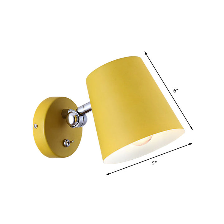 Lisslune | Conical Wall Lamp Macaron Metallic 1 Light Pink/Yellow/Blue Wall Light for Balcony, 5" B