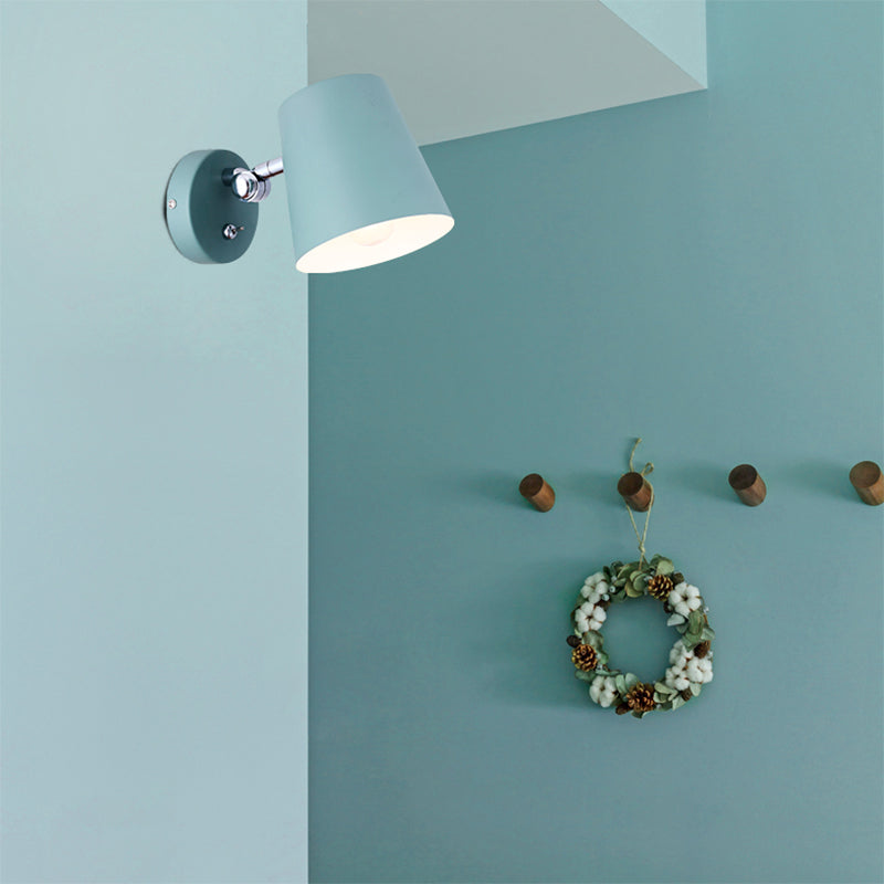 Lisslune | Conical Wall Lamp Macaron Metallic 1 Light Pink/Yellow/Blue Wall Light for Balcony, 5" B