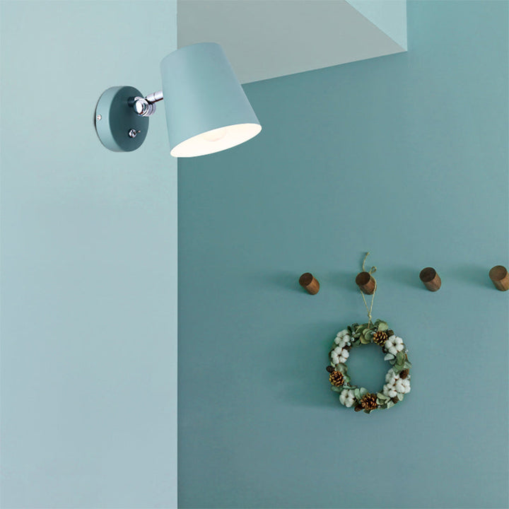 Lisslune | Conical Wall Lamp Macaron Metallic 1 Light Pink/Yellow/Blue Wall Light for Balcony, 5" B