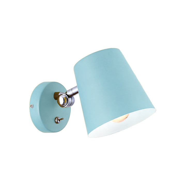 Lisslune | Conical Wall Lamp Macaron Metallic 1 Light Pink/Yellow/Blue Wall Light for Balcony, 5" B