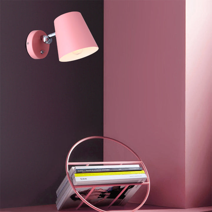 Lisslune | Conical Wall Lamp Macaron Metallic 1 Light Pink/Yellow/Blue Wall Light for Balcony, 5" B
