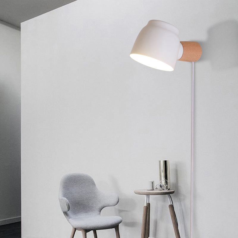 Lisslune | Electrified Wall Lamp Modern Metal 10 cm B 1 Bulb Black/Gray/White Wall Light Sconces for Bedroom
