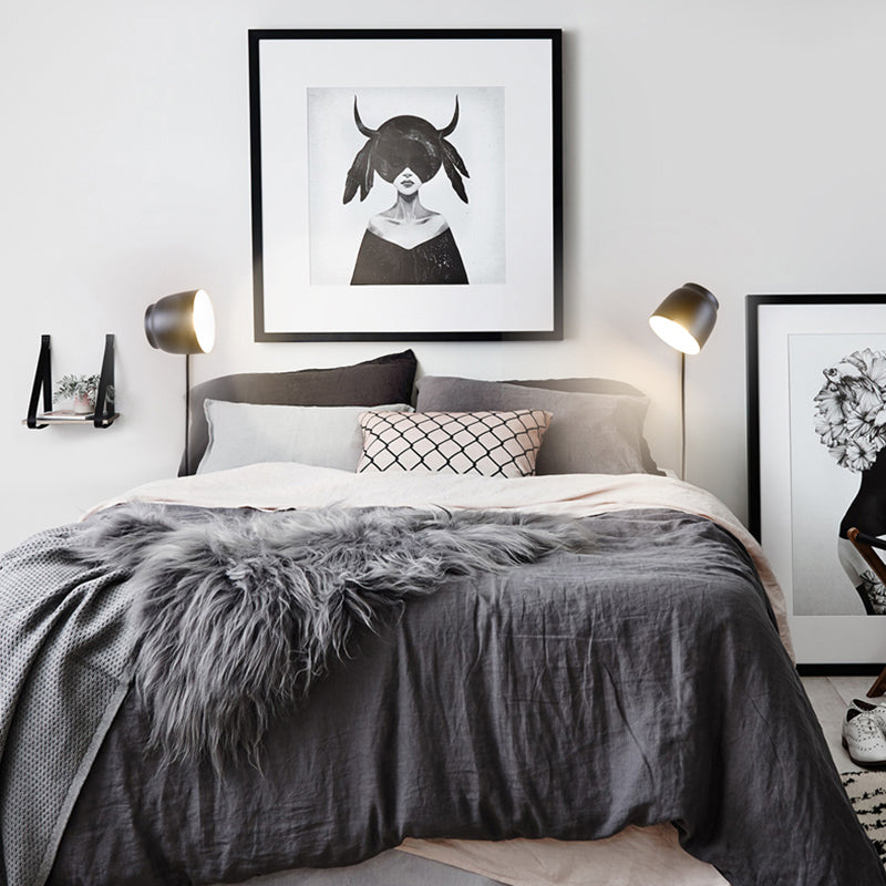 Lisslune | Electrified Wall Lamp Modern Metal 10 cm B 1 Bulb Black/Gray/White Wall Light Sconces for Bedroom