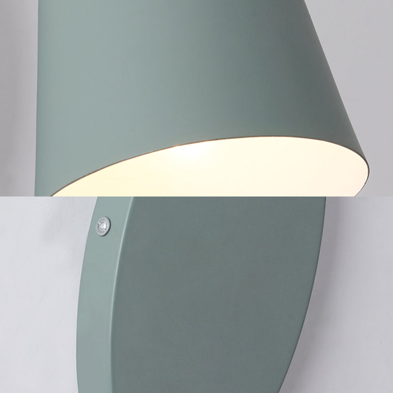 Lisslune | Modern Cone Wall Light 1 Light Wall Mounted Lighting with Metal Shade and Pull Chain in Pink/Yellow/Blue/Green