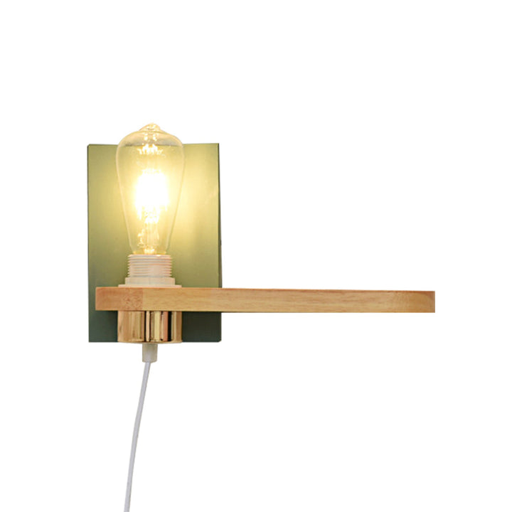 Lisslune | Black/green metal back plate wall lighting fixture simple 1 light bare bulb wall-mounted lamp for hallway