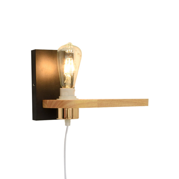 Lisslune | Black/green metal back plate wall lighting fixture simple 1 light bare bulb wall-mounted lamp for hallway