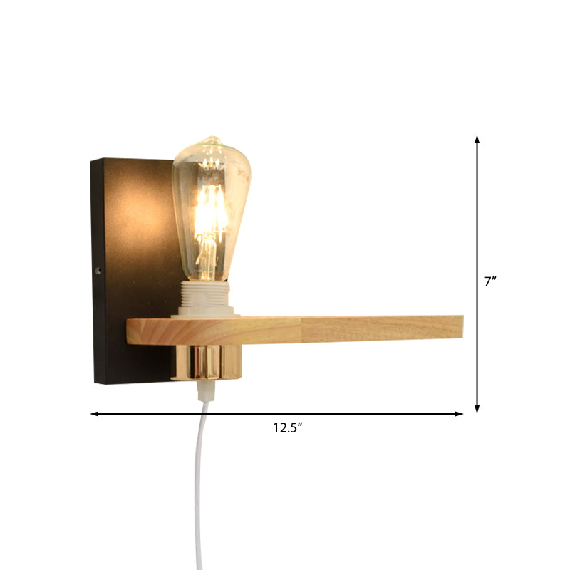 Lisslune | Black/green metal back plate wall lighting fixture simple 1 light bare bulb wall-mounted lamp for hallway