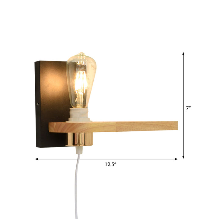 Lisslune | Black/green metal back plate wall lighting fixture simple 1 light bare bulb wall-mounted lamp for hallway