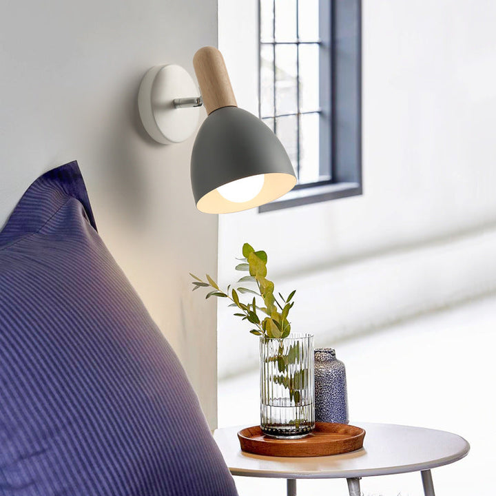 Skørter | Extended Dome Wall Lamp Contemporary Metal 1 Head Black/Gray/White Wall Light for Bedroom, 5" B