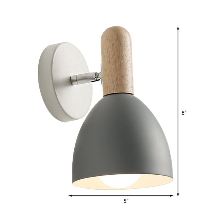 Skørter | Extended Dome Wall Lamp Contemporary Metal 1 Head Black/Gray/White Wall Light for Bedroom, 5" B