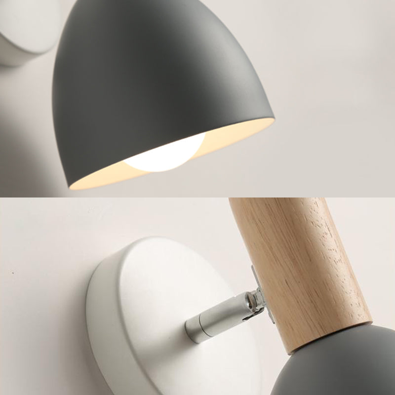 Skørter | Extended Dome Wall Lamp Contemporary Metal 1 Head Black/Gray/White Wall Light for Bedroom, 5" B