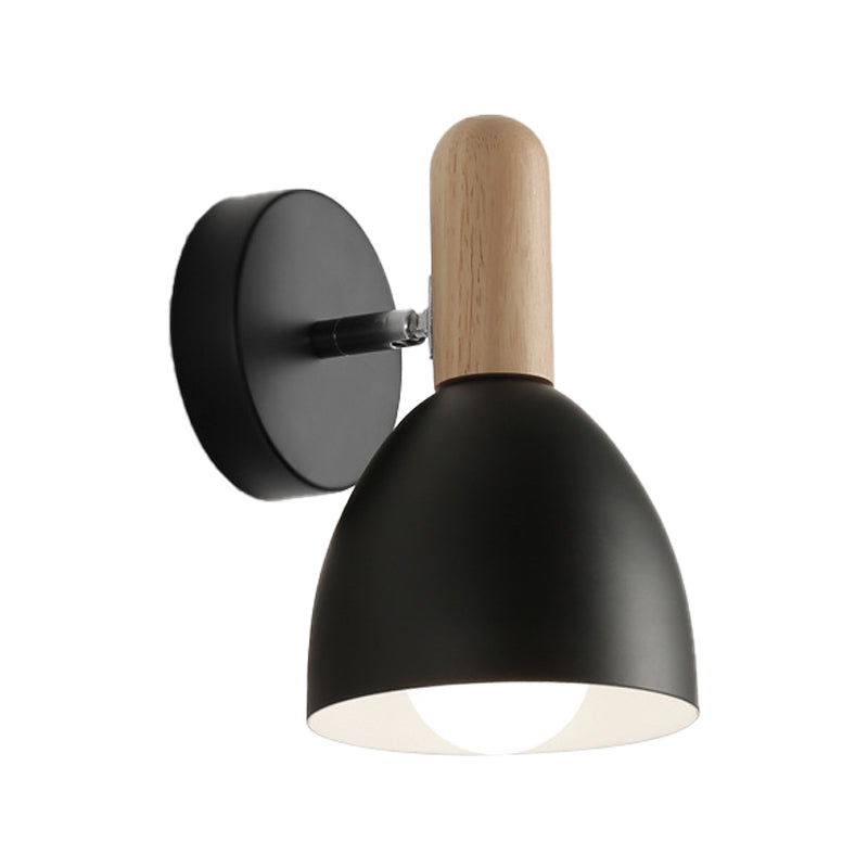 Skørter | Extended Dome Wall Lamp Contemporary Metal 1 Head Black/Gray/White Wall Light for Bedroom, 5" B