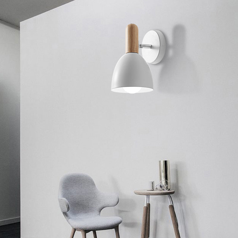 Skørter | Extended Dome Wall Lamp Contemporary Metal 1 Head Black/Gray/White Wall Light for Bedroom, 5" B