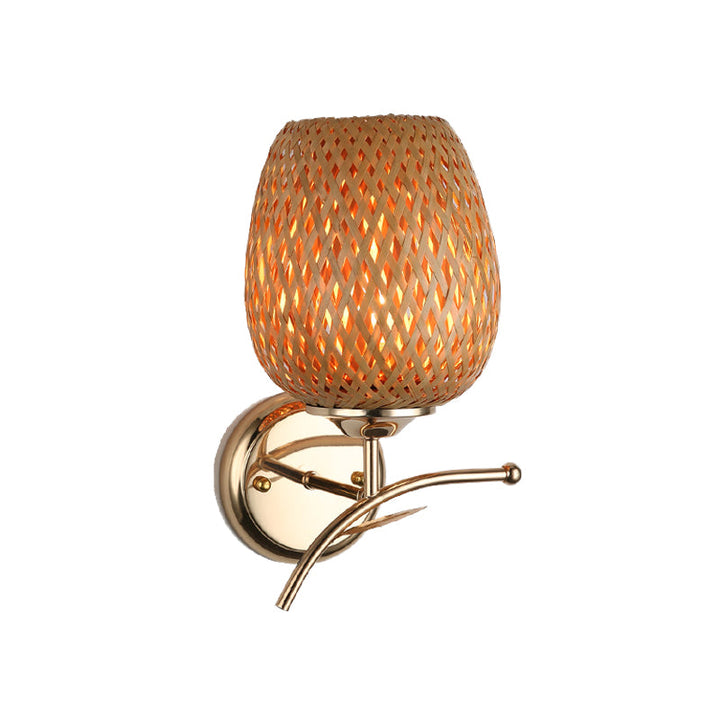 Skørter | Japanese Handmade Wall Lamp Bamboo 1 Lamp Wall Mount Lighting in Brown for Stair