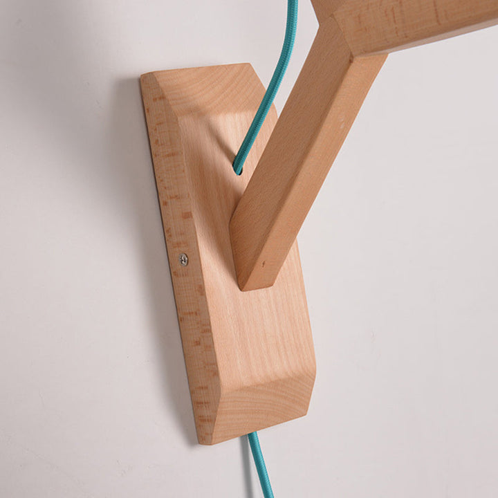 Lisslune | Curved Shadow Paper Wall Lamp Macaron 1 Head White/Pink/Yellow/Blue/Green Sconce Lamp with Wooden Backplate