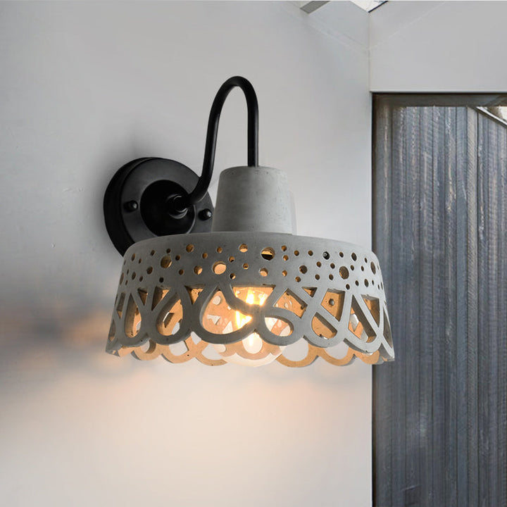 Lisslune | 8.5"/9.5"/10" Width Goose Neck Wall Light Modernist Cement 1 Light Wall Mounted Fixture in Gray