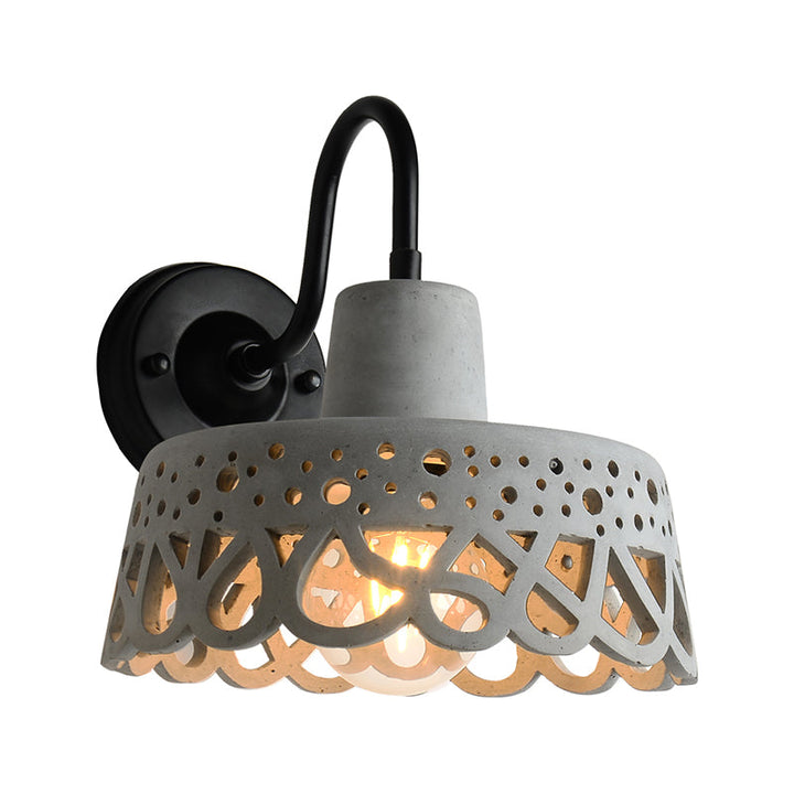 Lisslune | 8.5"/9.5"/10" Width Goose Neck Wall Light Modernist Cement 1 Light Wall Mounted Fixture in Gray