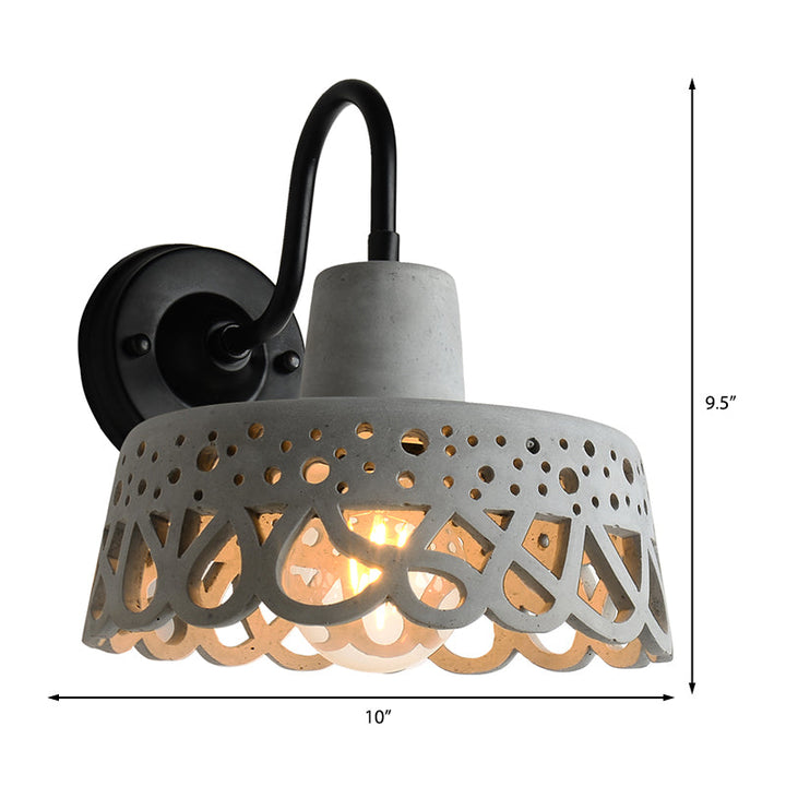 Lisslune | 8.5"/9.5"/10" Width Goose Neck Wall Light Modernist Cement 1 Light Wall Mounted Fixture in Gray